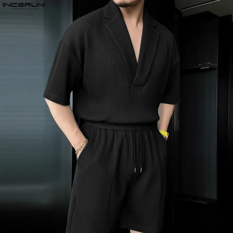 Men'S Fashion Color - Мужской комплект INCERUN: однотонная рубашка с