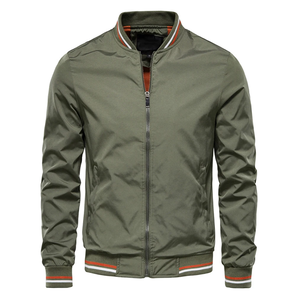 Mens Fashion Bomber Jacket - Мужская куртка-бомбер весна-лето, черная, повседневная, приталенная,