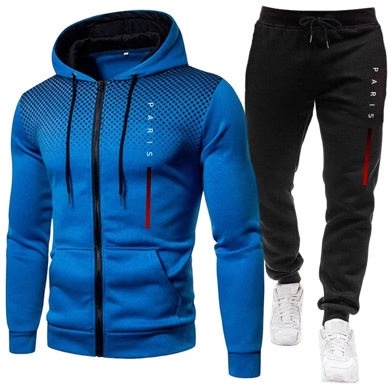 Men'S Fashion Zipper Hoodie - Осенне-зимний повседневный спортивный костюм с капюшоном