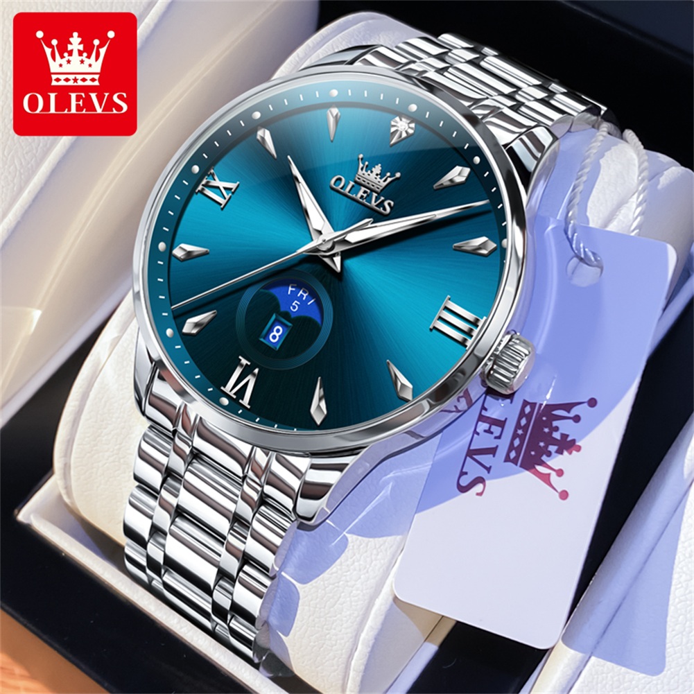 Men'S Fashion Luxury Brands - OLEVS Moon Phase мужские часы с