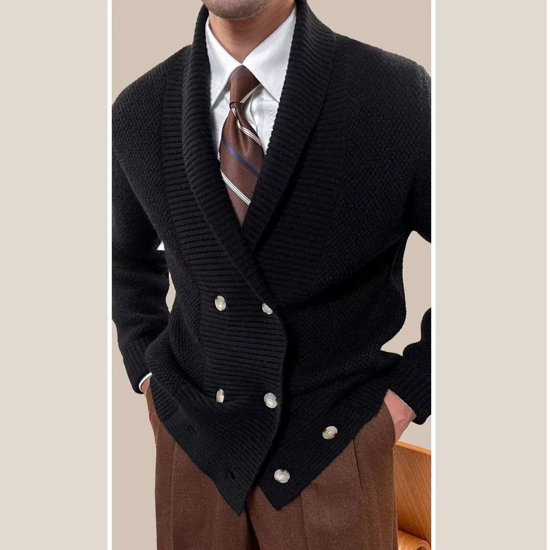 Men'S Fashion V Neck Sweater - Мужской повседневный свободный вязаный кардиган с