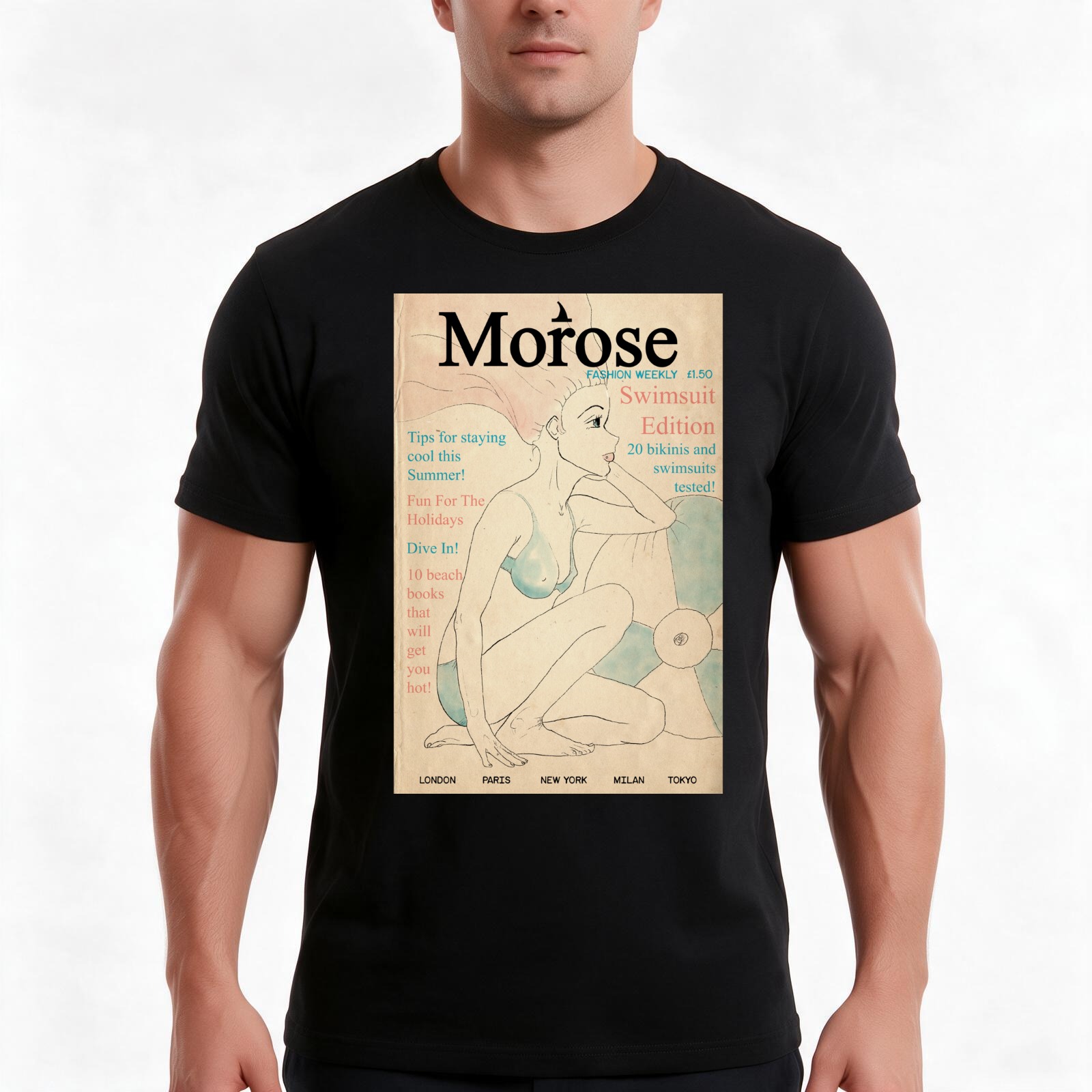 Mens Fashion Magazines - Футболка с принтом обложки ретро/винтажного модного