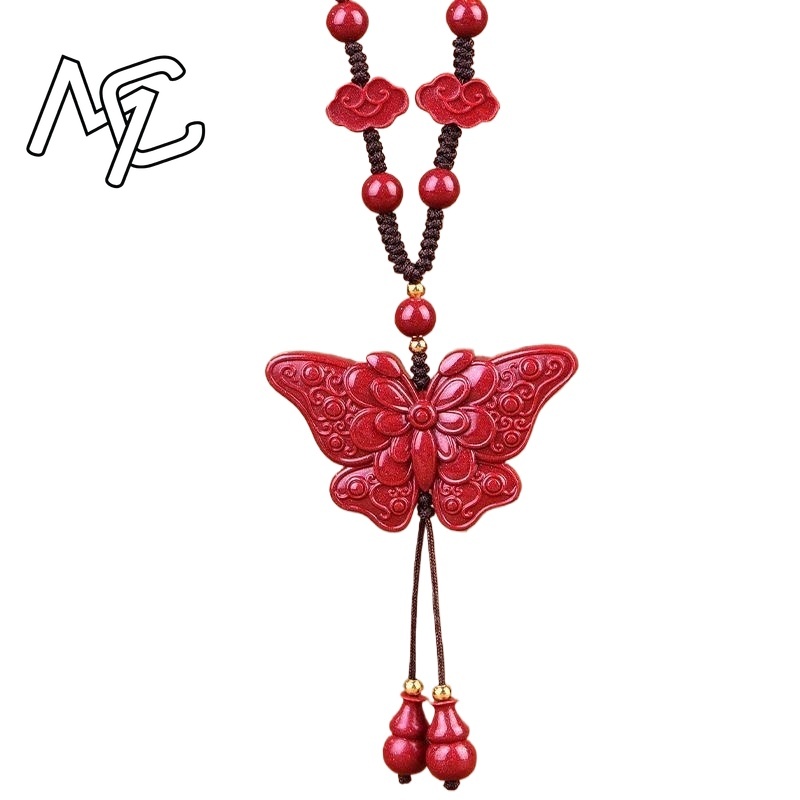 Men'S Fashion Necklaces - Модное красное киноварь, нефритовая подвеска-бабочка, ожерелье,