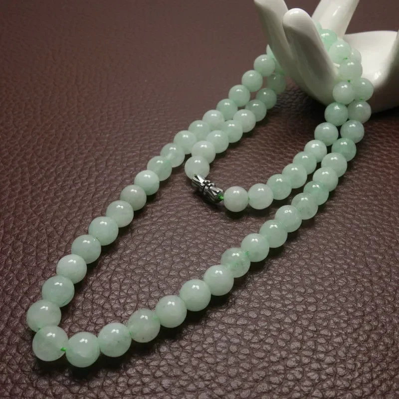 Men'S Fashion Necklaces - Ожерелье из зеленых бусин из нефрита,