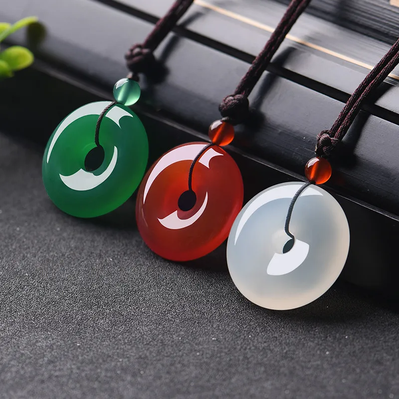 Men'S Fashion Necklaces - Натуральный многоцветный нефритовый пончик кулон агат