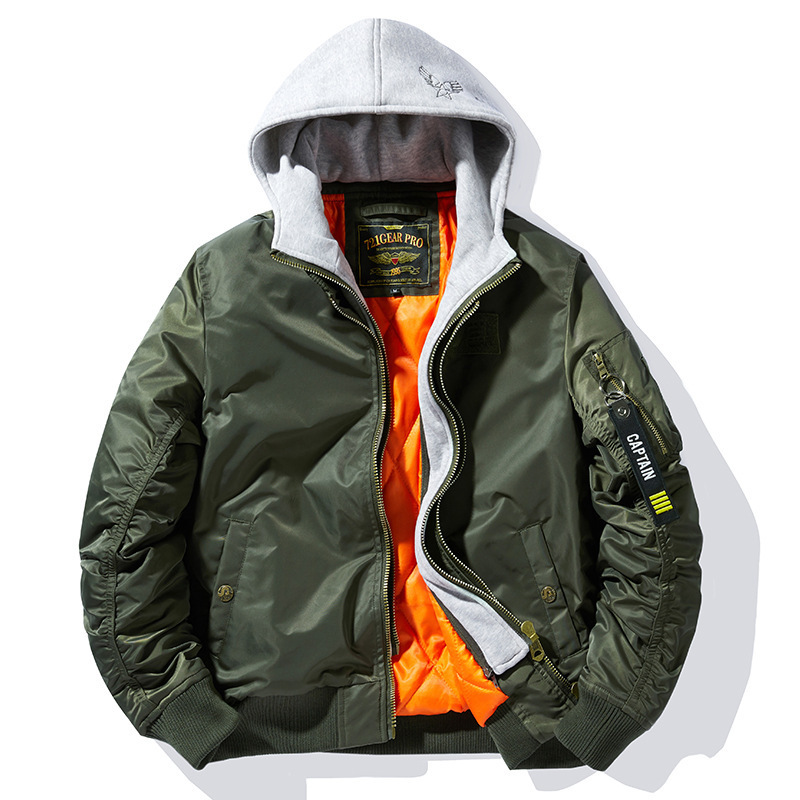 Mens Fashion Bomber Jacket - Зимняя толстая куртка-бомбер с капюшоном, мужская