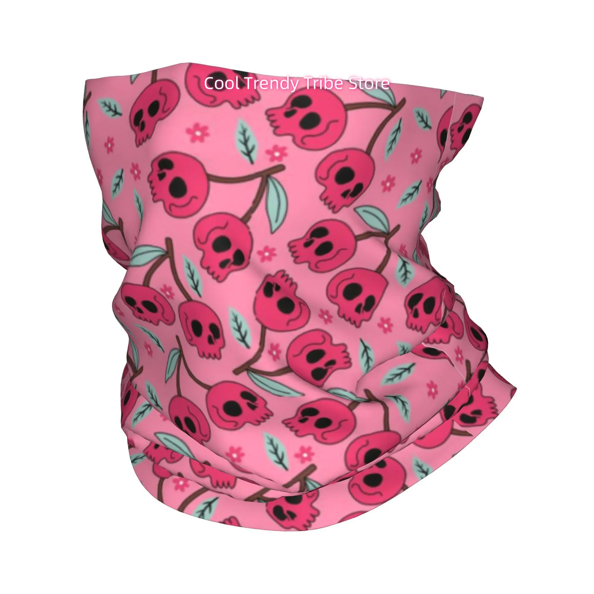 Men'S Fashion Head Scarf - Розовый шарф-бандана с черепами и вишнями