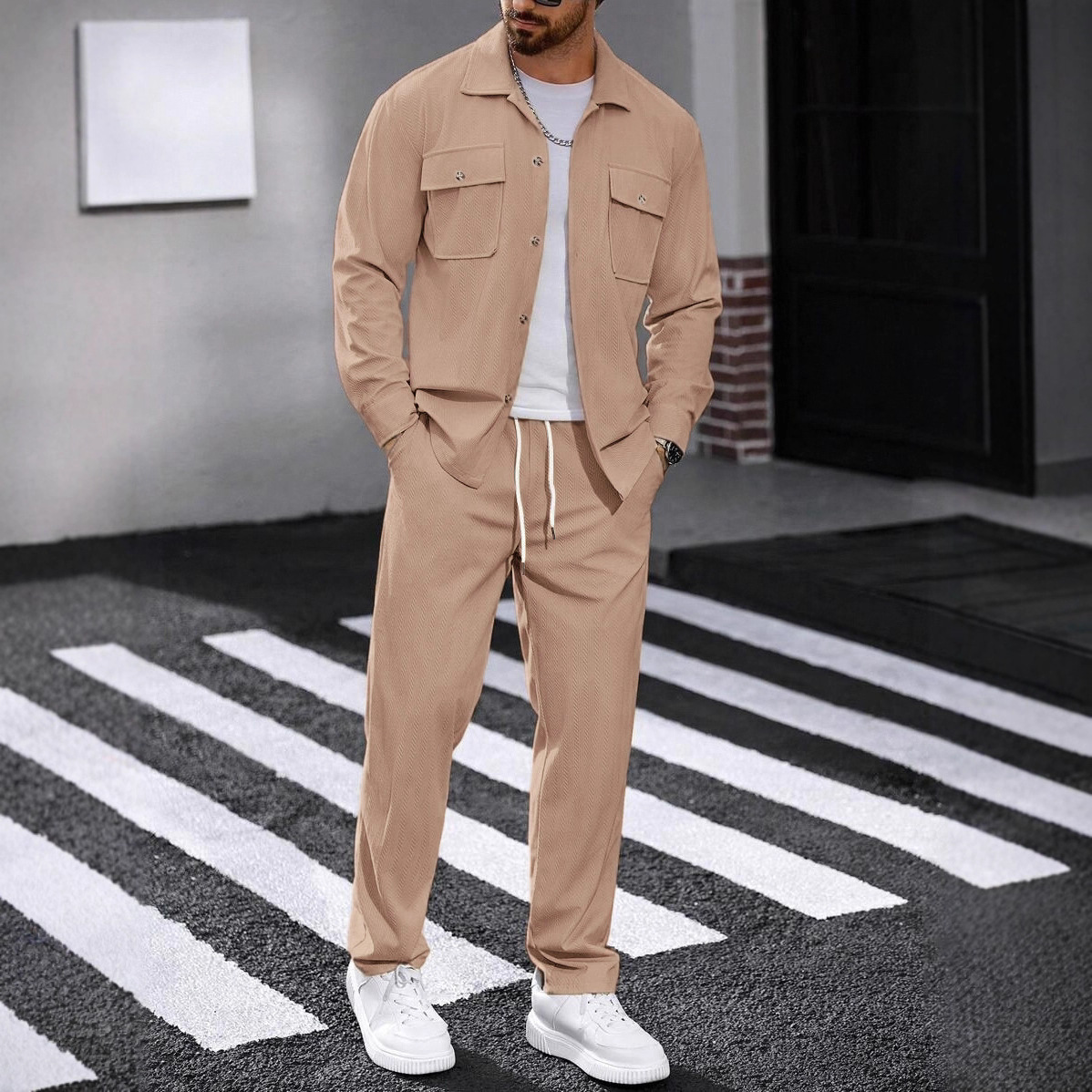 Knitted Cardigan Men - Новый весенне-осенний повседневный спортивный костюм-кардиган из