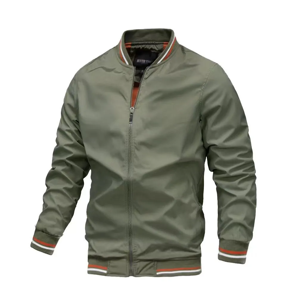 Mens Fashion Bomber Jacket - 2024, весенне-осенняя куртка-бомбер, мужская черная повседневная