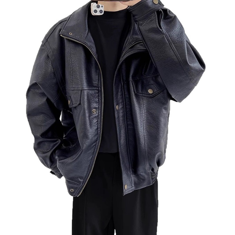 Mens Fashion Bomber Jacket - Американская винтажная куртка из искусственной кожи