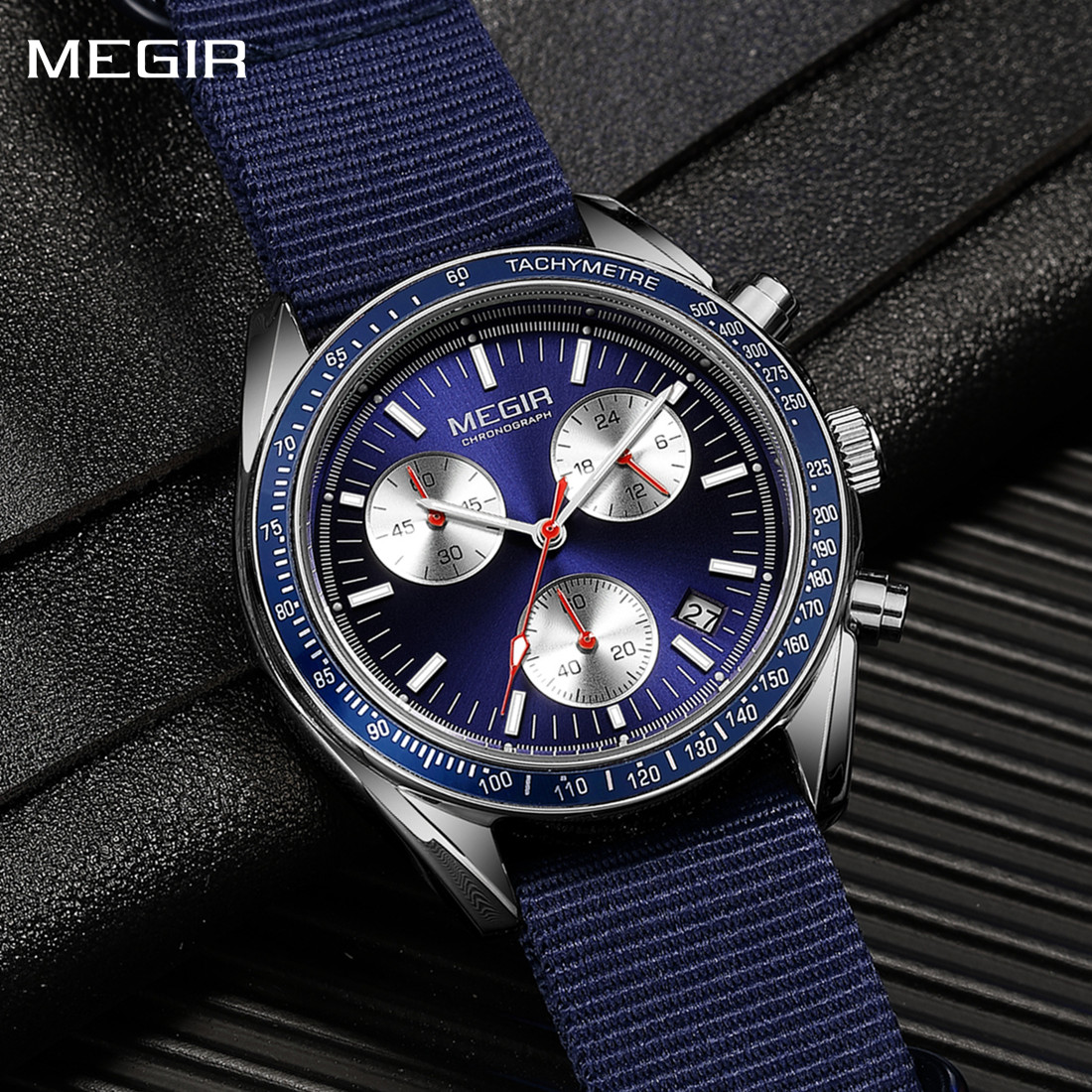 Men'S Fashion Magazine - MEGIR хронограф холст ремешок мужские спортивные