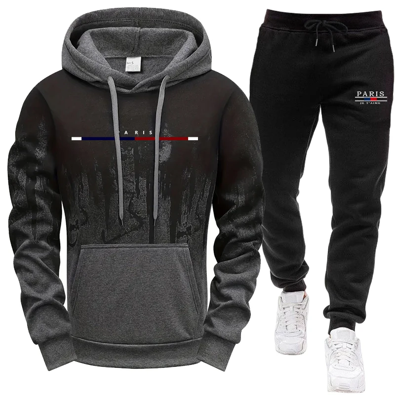 Men'S Fashion Hoodies - Мужской комплект/худи/брюки: осенне-зимний спортивный костюм с