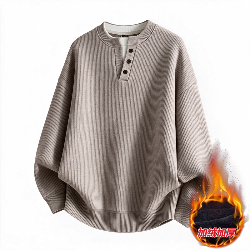 Men'S Fashion V Neck Sweater - Модный мужской вязаный свитер с пуговицами,