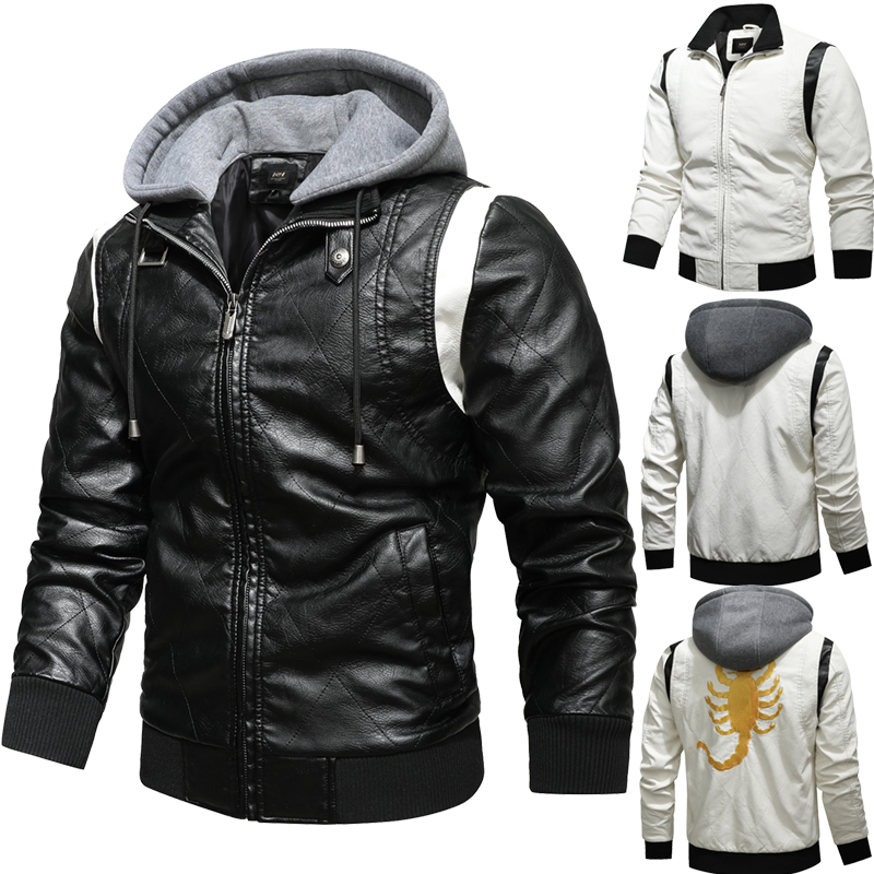 Mens Fashion Bomber Jacket - Осенне-зимняя кожаная куртка-бомбер, мужская куртка с