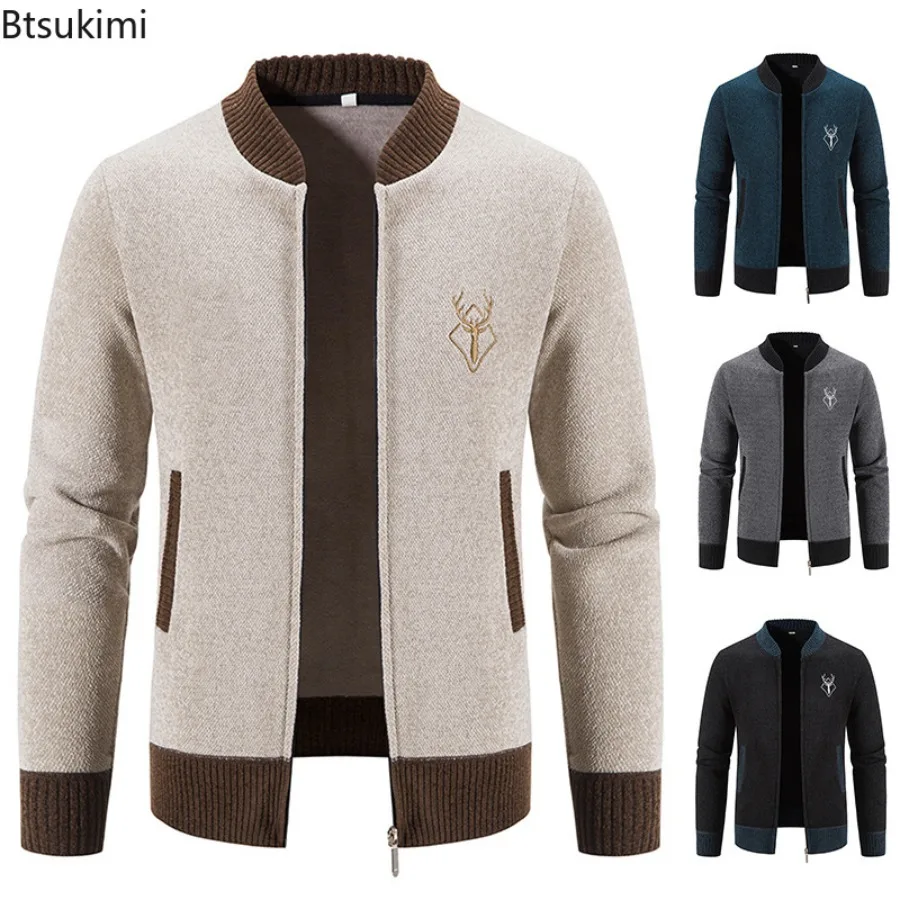 Men'S Fashion V Neck Sweater - Мужские осенне-зимние вязаные куртки-свитеры, модные корейские