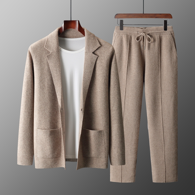 Knitted Cardigan Men - Мужской осенне-зимний комплект MVLYFLRT: толстый вязаный