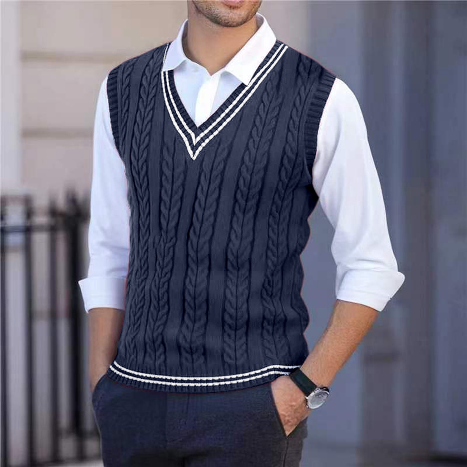 Knitted Cardigan Men - Мужской вязаный жилет с V-образным вырезом