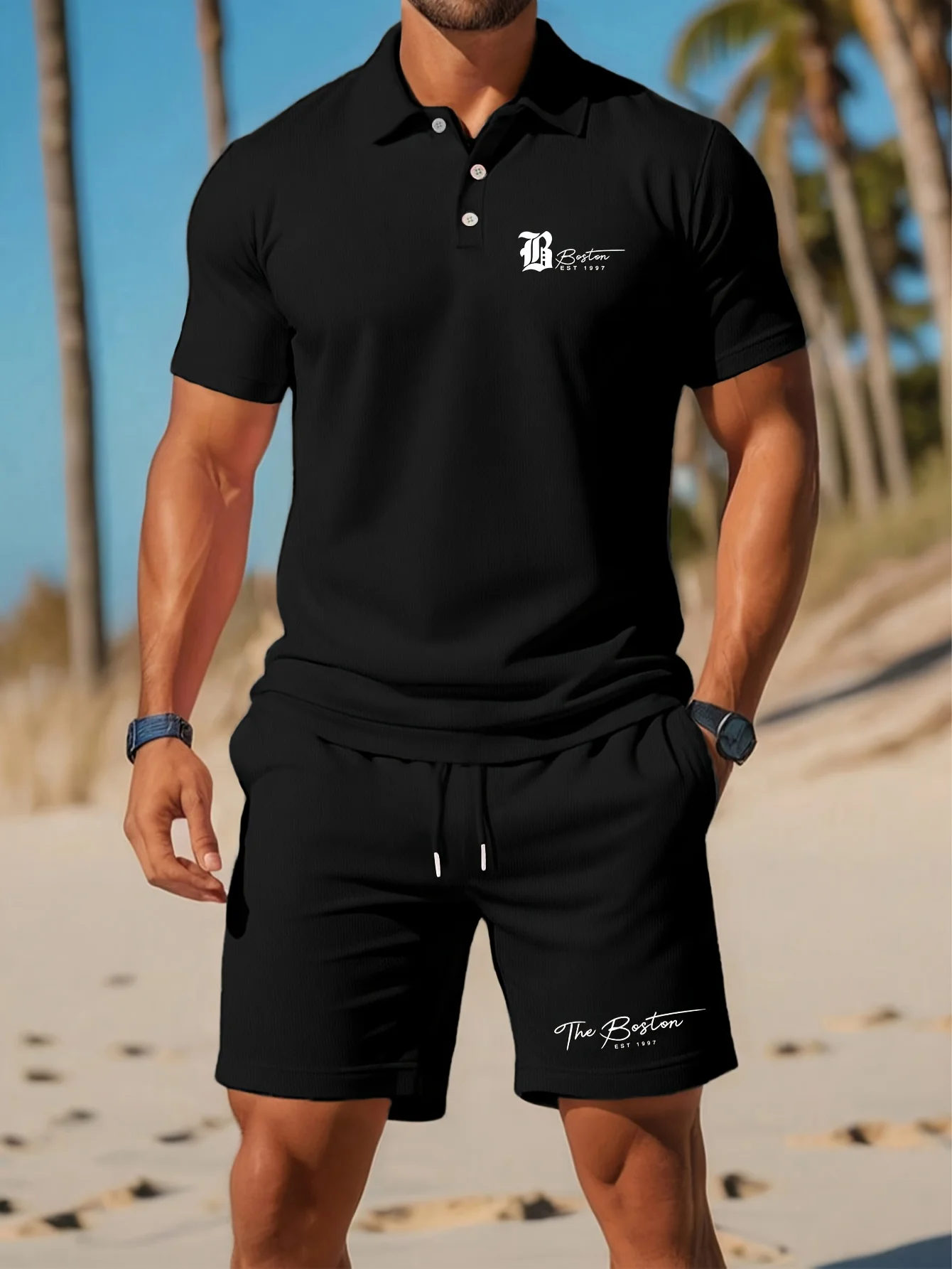 Летний новый мужской комплект  – обзор и цена Men'S Fashion Color