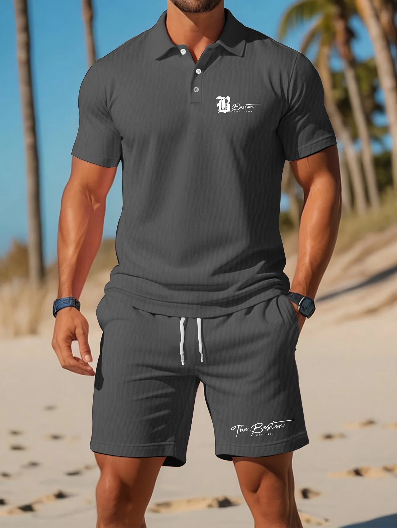 Летний новый мужской комплект  – обзор и цена Men'S Fashion Color