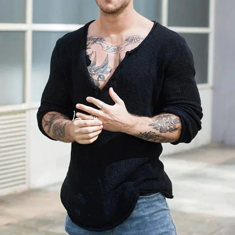 Мужской трикотажный свитер с V – обзор и цена Men'S Fashion V Neck Sweater