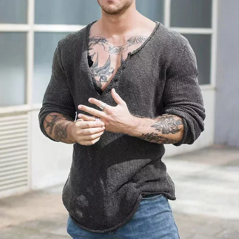 Мужской трикотажный свитер с V – обзор и цена Men'S Fashion V Neck Sweater