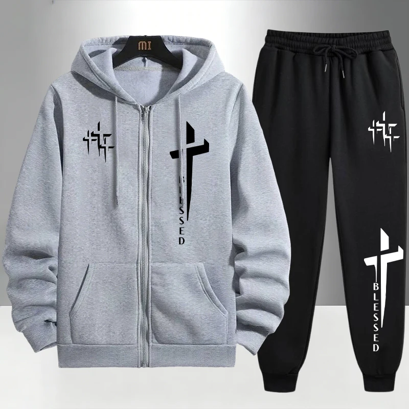 Мужской спортивный костюм с пр – обзор и цена Men'S Fashion Zipper Hoodie