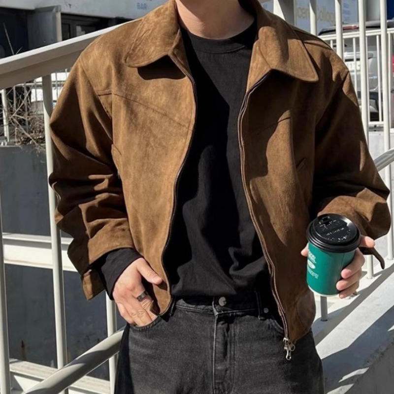 Винтажная замшевая куртка-бомб – обзор и цена Mens Fashion Bomber Jacket