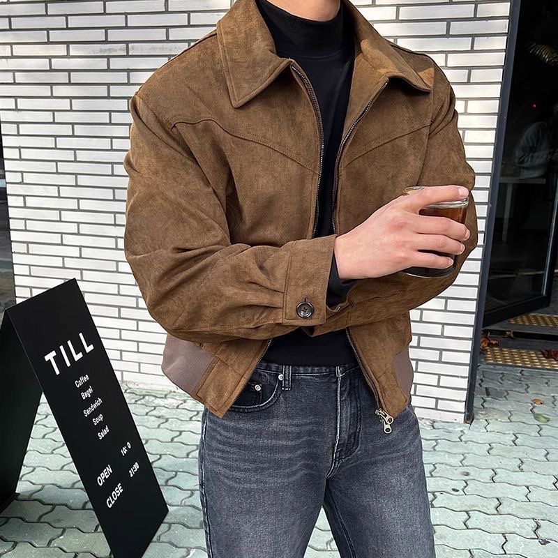 Винтажная замшевая куртка-бомб – обзор и цена Mens Fashion Bomber Jacket