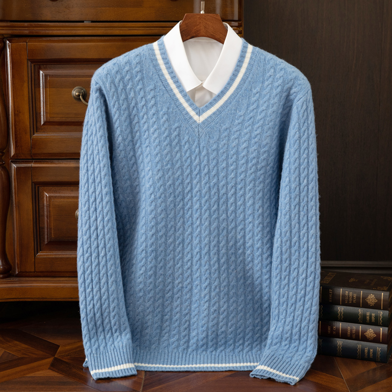 Новый осенне-зимний утепленный – обзор и цена Men'S Fashion V Neck Sweater